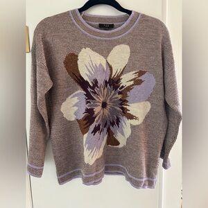 1 2 3 Paris Floral Patterned Sweater - Brown and Purple